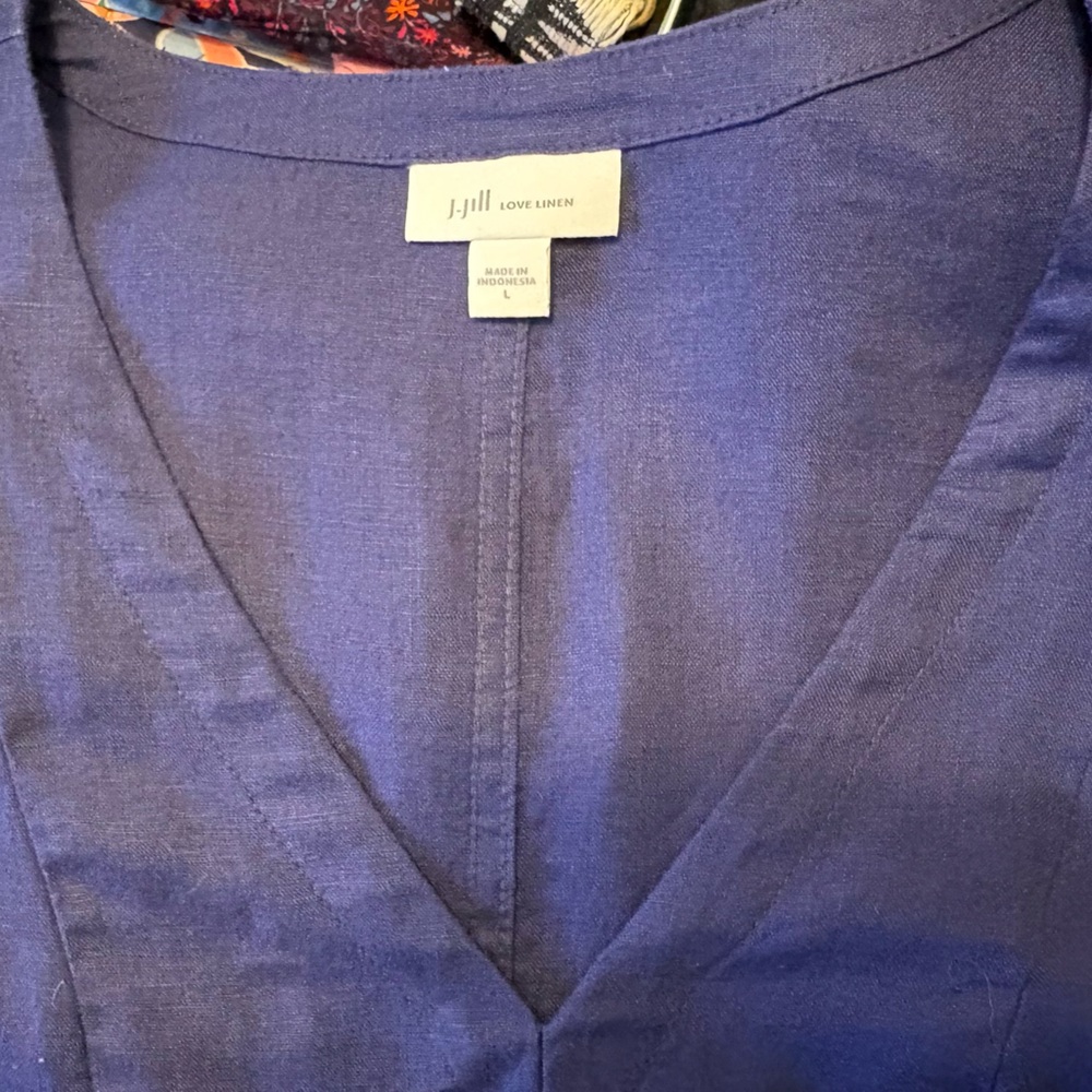 NWOT J. Jill Love Linen Blue Linen Dress – Size Large R - Picture 3 of 12